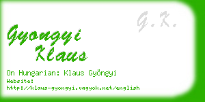 gyongyi klaus business card